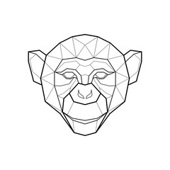 Polygonal abstract head of a monkey. Logo of the monkey. Vector illustration