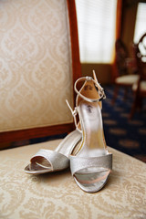wedding shoes on a table