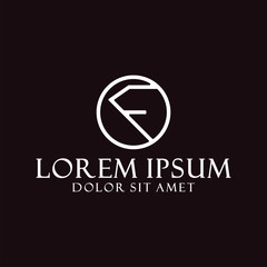 Initial letter F logo template with abstract cicrle symbol in flat design monogram illustration