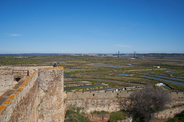 Castro Marim saline view from the castle in Algarve, Portugal