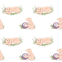 Easter bunny seamless pattern. Cute background
