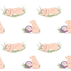 Easter bunny seamless pattern. Cute background