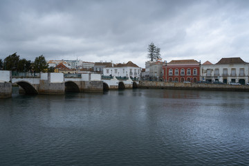 Tavira city view with river gilao in Algarve, Portugal