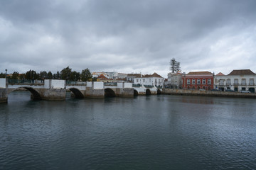 Fototapeta premium Tavira city view with river gilao in Algarve, Portugal