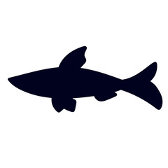 Flat fish silhouette simple vector icon
