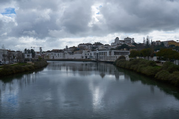 Tavira city view with river gilao in Algarve, Portugal