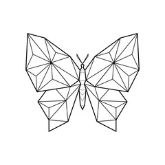 Polygonal abstract butterfly. Logo of the butterfly. Vector illustration