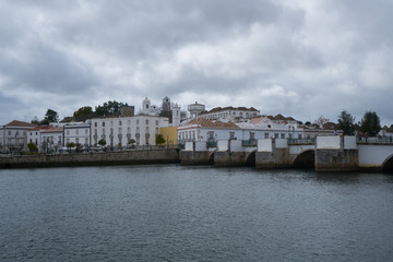 Fototapeta na wymiar Tavira city view with river gilao in Algarve, Portugal