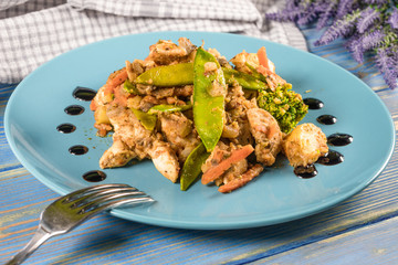 Fried chicken and vegetables