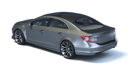 Fototapeta na wymiar 3D rendering of a brand-less generic concept car in studio environment