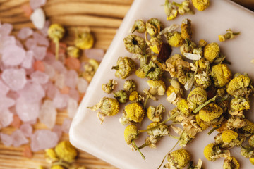 Natural handmade soap bars with flowers