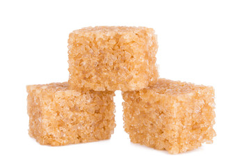 brown sugar cubes isolated on white background with clipping path.