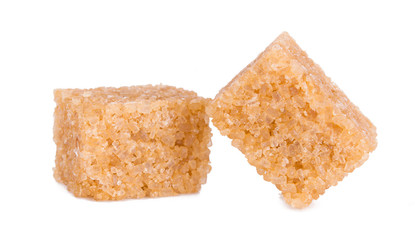brown sugar cubes isolated on white background with clipping path.