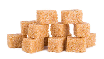 brown sugar cubes isolated on white background with clipping path.