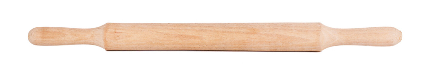 wooden rolling pin isolated on white background