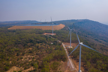 Aerial view Khao Yai Thiang windmill Lam Takhong, Nakhon Ratchasima, Thailand