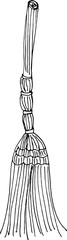 This is a broom for cleaning the premises. Isolated on a white background. Stock illustration. Black and white graphics.
