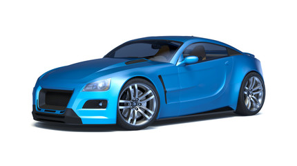 Fototapeta na wymiar 3D rendering of a brand-less generic concept car in studio environment