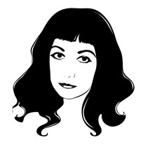 Female portrait. Black and white graphics.