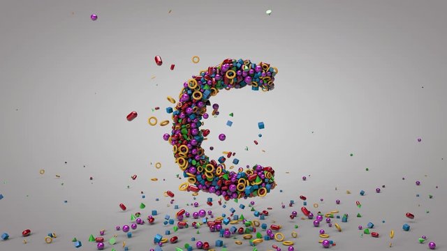 Alphabet letters (ABCDE) formed with children's pieces - concept learn for children - 3D Render