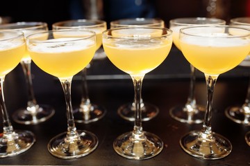 alcoholic cocktails at the bar