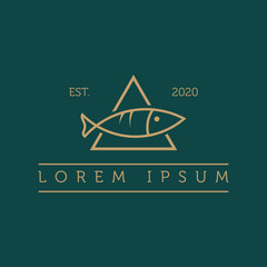 Fish logo line art design template. Fish vintage logo