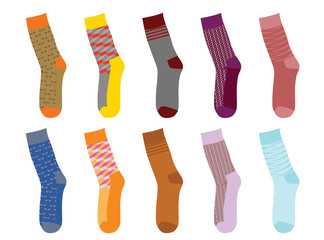 Colorful socks set. vector illustration 