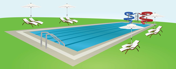 Water park slide. vector illustration