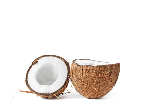 Coconut on a white background. Cocos nucifera