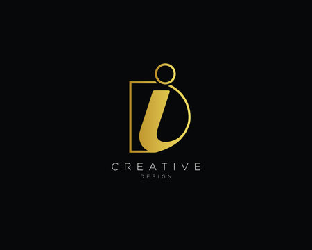 Letter DI Logo Design, Creative Minimal DI Monogram In Gold Color