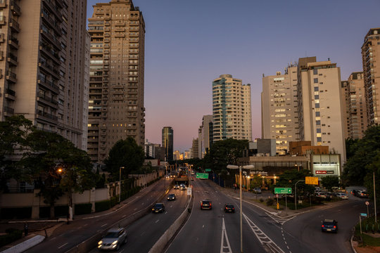 Sunset light over the city