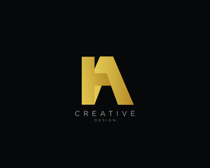 Letter HA Logo Design, Creative Minimal HA Monogram In Gold Color