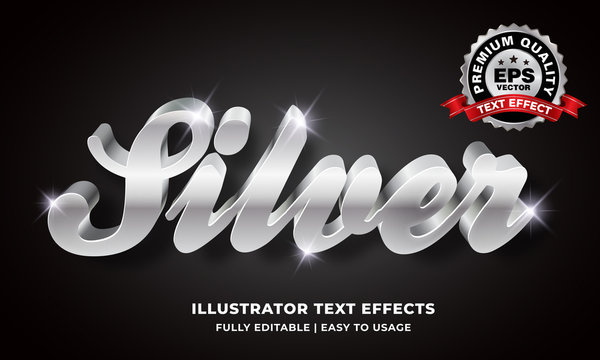 Editable Metallic Silver 3d Text Effect