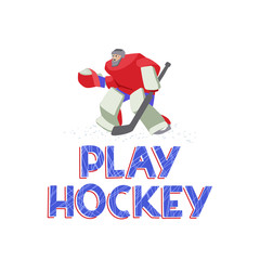 Play Hockey. Vector colorful hand drawn illustration.