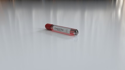 3d realistic render illustration of blood test tubes of coronavirus cover 19
