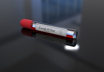 Fototapeta premium 3d realistic render illustration of blood test tubes of coronavirus cover 19