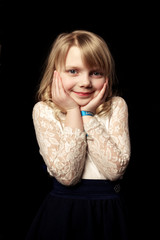 
portrait of girl on black background