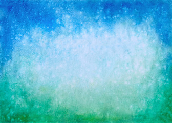 Fototapeta na wymiar Watercolor background illustration (blue and green splashes)