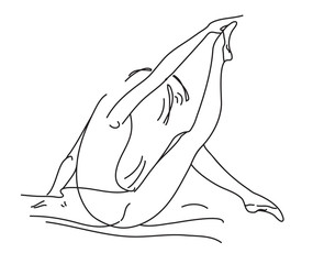 Sketch of a gymnast girl on a white background. The girl is engaged in dancing, sports, aerobics, fitness. 	Stock illustration. Isolate on a white background. Silhouette. 