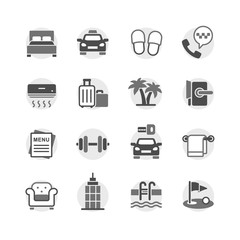Hotel service vector icons set