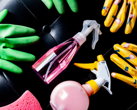 Set cleaning products color-disinfection virus