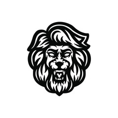 Obraz premium wektor logo maskotki dzikiego lwa