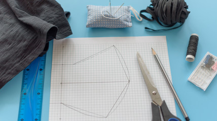 how to make a protective face mask at home from fabric, creating a markup pattern for sewing a mask, step-by-step instructions, step 1