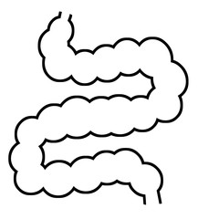 Intestine. Internal human organ. Long Gut. Line silhouette Digestive canal and system. Medical health. Cartoon flat illustration. Healthy bowel
