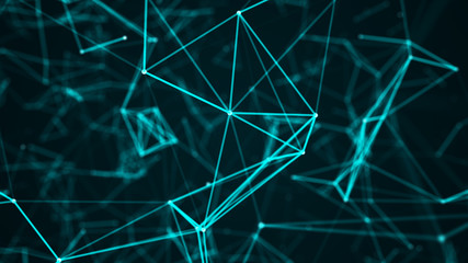 Digital plexus of glowing lines and dots. Abstract background. 3D rendering. Network or connection. 3d rendering.