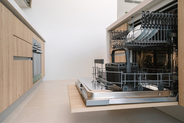 Interior design in villa, house, home, condo and apartment feature dishwasher in kitchen