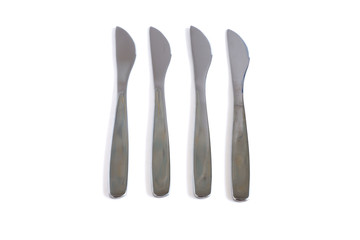 Dessert knives on a white background