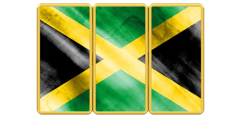 Jamaica flag on metal square buttons