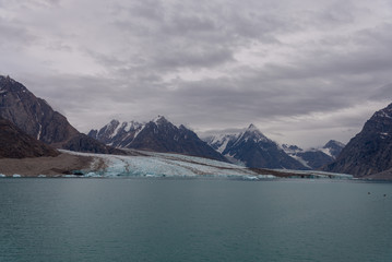 Greenland landscape with mountains and glacier