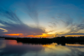 Fototapeta na wymiar Bocas Del Toro Sunset Over Mangrove Islands